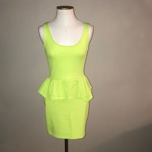 Neon Yellow Peplum Dress